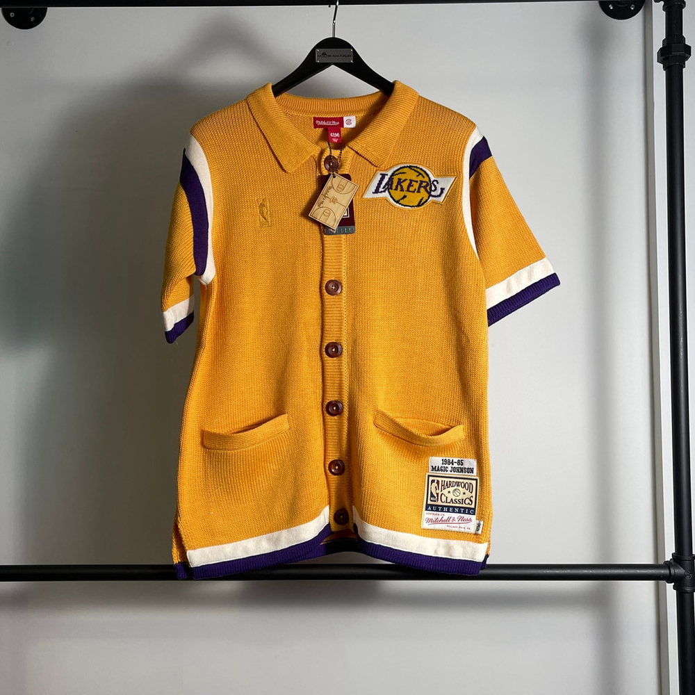 Men's Mitchell & Ness Clot Lakers Johnson Knitted shooting shirt size M